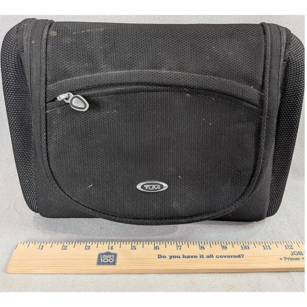 Tumi Hanging Toiletry Bag Mens Black Fair Ballistic Nylon Travel Kit Organizer